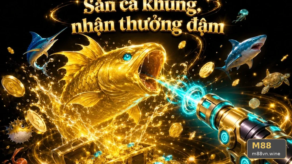 Giao diện hiệu ứng ánh sáng trên màn hình trò chơi slot M88
